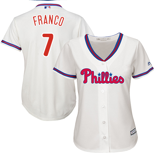 Phillies #7 Maikel Franco Cream Alternate Women's Stitched MLB Jersey